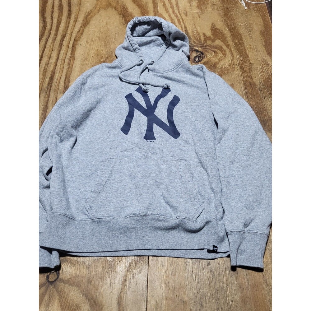 New York Yankees 47 Forty Seven Cotton Pullover Hoodie Slate Grey Men 2XL @H4
